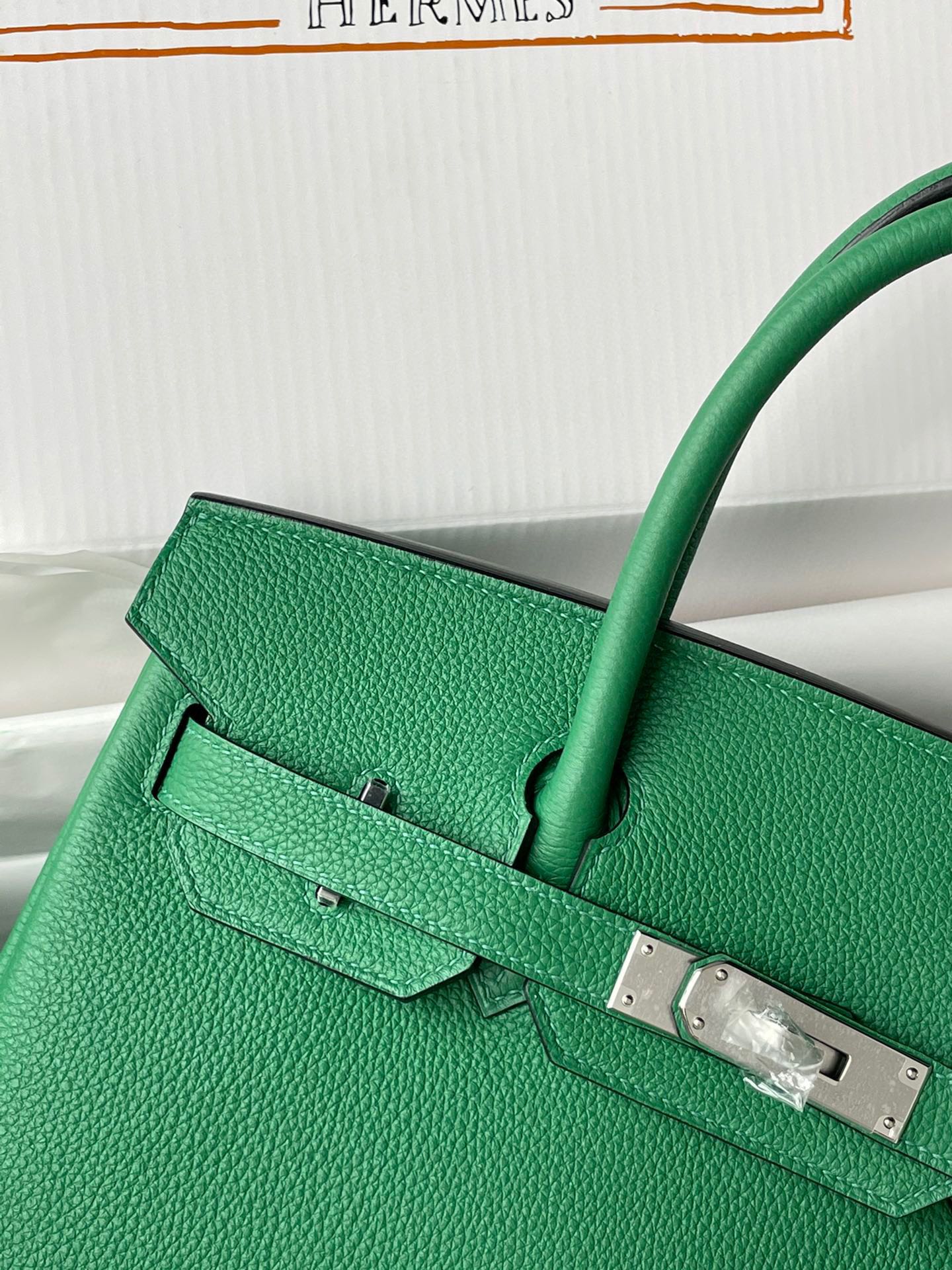 Hermes Birkin 30CM Togo Leather Handbag Bombou Green